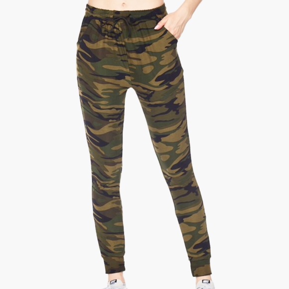 Soft Olive Green Camouflage Joggers - Picture 2 of 7